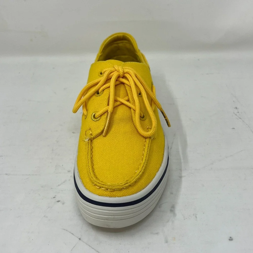 Polo Sport Ralph Lauren Canvas Boat Shoes Yellow &‎ Navy Women's US 8B VTG NEW